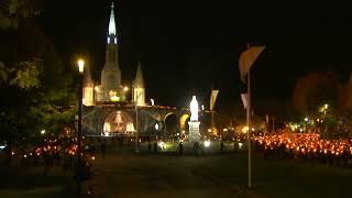 Procession Mariale aux flambeaux at the Sanctuaire de Lourdes  10 October 2024 [upl. by Oneil]