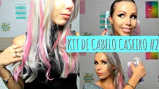 KIT DE CABELO CASEIRO 2 MECHAS COLORIDAS PROTETOR TÉRMICO LEAV IN [upl. by Aitam]