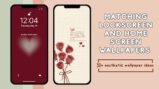 AESTHETIC MATCHING LOCKSCREEN AND HOMESCREEN WALLPAPERS 🌷 30 ideas [upl. by Burg]