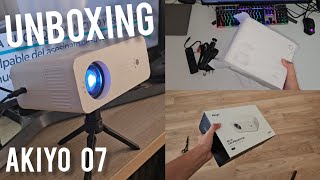 UNBOXING AKIYO O7 Proyector con Tripode 5G WiFi Bluetooth Proyector 4K Soporte 13000 Lumens [upl. by Colly82]