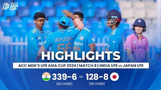 India U19 vs Japan U19  ACC Mens U19 Asia Cup  Match 8 [upl. by Maloy]