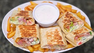 Sausage and fried potatoes wrap yolia food cooking recipe sausage [upl. by Albina]