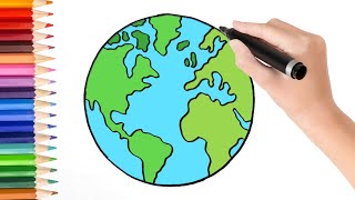 How to draw easy cartoon earth [upl. by Nitsruk]