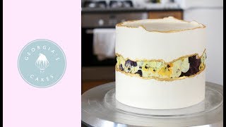 How To Make A Fault Line Cake With Edible Flowers  Georgias Cakes [upl. by Petit]