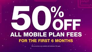 TPG  50 Off Mobile Plan Fees [upl. by Ledua]