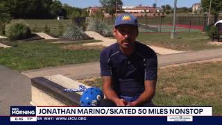 Man skateboards 50 miles non stop on pump track [upl. by Bernette]