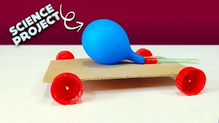 How to make a Simple Balloon Powered Car  DIY Air Powered Car  Science Project [upl. by Jarlen]