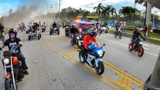 GAS STATION RUSHED BY COPS DIRT BIKES GET STUCK [upl. by Nehcterg]