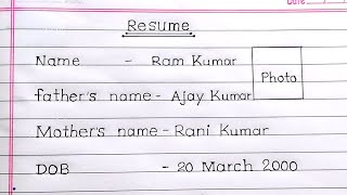 Resume kaise banaye  resume format in english  how to write a resume  resume handwritten [upl. by Shear]