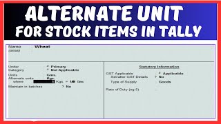 Use Alternate Unit for Stock Items in Tally ERP in Hindi  Tally me Alternate Unit Kaise Banaye [upl. by Bortz]