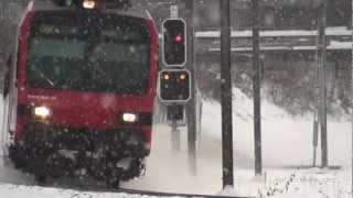 Züge im Schnee in MägenwilOthmarsingen  Trains Züge Eisenbahn [upl. by Wivinah]