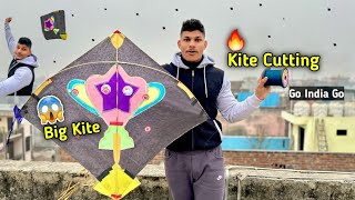 😱Kite Cutting with BIG KITE  Kite Flying  mono fil manjha [upl. by Darrow]