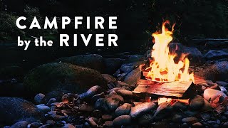 Campfire by the River at Night Ambience  8 Hours Crackling Fire Crickets Ambient Nature Sounds [upl. by Chassin451]