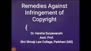 Remedies against infringement of copyright [upl. by Akere]