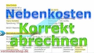 Nebenkosten Betriebskosten korrekt abrechnen PraxisRatgeber Streit vermeiden  vermietershopde [upl. by Anah]