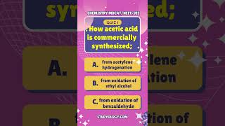 How acetic acid is commercially synthesized mdcat2024 mdcatmcq chemistry [upl. by Elconin347]