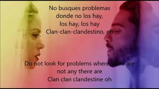 Shakira ft Maluma  Clandestino Spanish English Lyrics [upl. by Sirak]