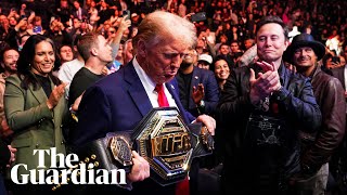 Donald Trump attends UFC match with key allies Musk Rogan and RFK Jr [upl. by Shum793]