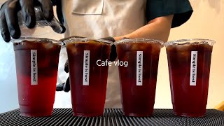 4K 🍒☕️휴가철에 시원하게 보기 좋은 음료 영상☕️🍒  카페 브이로그  개인 카페  cafe vlog  asmr  no bgm [upl. by Ahsoek]