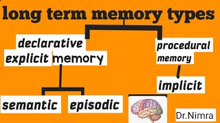 types of long term memory declarationprocedural in psychologyby Dr Nimra [upl. by Vena390]