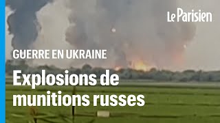 Crimée  incendie et explosions dans un dépôt de munitions russes [upl. by Bellew551]