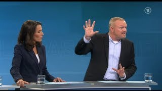 Stefan Raab beim TV Duell 2013 mit Merkel und Steinbrück [upl. by Uyerta]