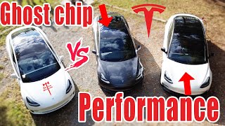 Tesla Model 3 LR with Ingenext Ghost Chip vs Tesla Model 3 Performance  How do they REALLY compare [upl. by Adair951]