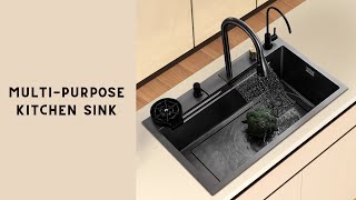 Multifunction Kitchen Sink Black Sink For Kitchen Waterfall Kitchen Sink in Black Color [upl. by Lorrayne355]