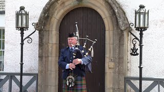 Pipe Major Ian Duncan of the Atholl Highlanders playing Longueval outside Blair Castle in Scotland [upl. by Elleirua]