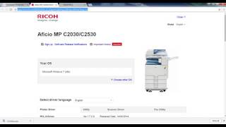 how to install printer Ricoh Aficio MP C2030 Win7 64 bit [upl. by Maillil498]