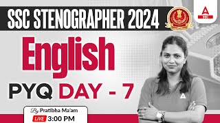 SSC Stenographer 2024  SSC Steno English By Pratibha Mam  Previous Year Questions 7 [upl. by Kegan649]