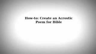 Acrostic poems about Bible [upl. by Yanahc]