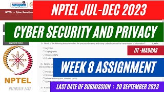 Cyber Security and Privacy Week 8 Assignment Answers  July 2023  OPEducore [upl. by Nessie190]