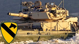 US Army Powerful M1A2 Abrams tanks of the 1st Cavalry Division during maneuvers [upl. by Perusse]