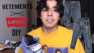 VETEMENTS X LEVIS RECONSTRUCTED DENIM DIY HOW TO EASILY TAPER YOUR PANTS [upl. by Atirabrab]