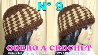 Como tejer el Gorro N° 9 a crochet en punto abanicos de dos colores para niñas y damas paso a paso [upl. by Aiciruam]