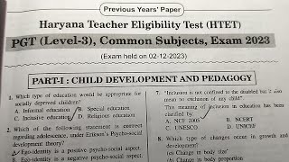 CDP previous year questions 2023 solved paper  CDP pyqs for HTET pgt tgt pgt part 1 115 ques [upl. by Jasmina]