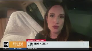 CBS News Miamis Teri Hornstein reports from car due to lightning [upl. by Ibrek]