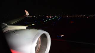 Lufthansa A350 night time takeoff from BOS [upl. by Strickler]