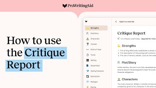 How to use the Critique Report [upl. by Oiligriv121]