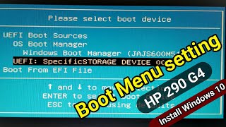 Boot menu setting HP 290 G4 Microtower PC and install windows 10 Step by Step Guide [upl. by Jadwiga]