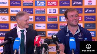 WALLABIES Bledisloe 1 post match press conference  Joe Schmidt and Harry Wilson [upl. by Drofdeb]