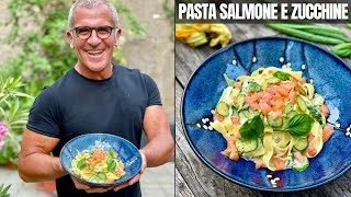 TAGLIATELLE CREMOSE AL SALMONE e ZUCCHINE Con Stracciatella  Ricetta di Chef Max Mariola [upl. by Notsuoh]