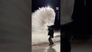 Boiling Water Freezes MidAir in 17°F 🥶 [upl. by Norvil]