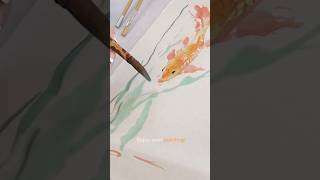 Painting Fish chinesebrushpainting watercolorpainting relaxing nature [upl. by Wahs]