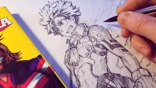 Drawing Izuku Midoriya NEW HERO Design  Redesign  Anime Manga Sketch [upl. by Nolham]