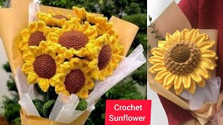 How To Crochet Sunflower l Crochet Sunflower Bouquet Wrapping l Crochet Sunflower Tutorial l [upl. by Weeks]