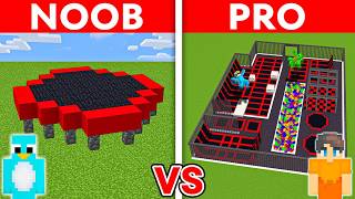 NOOB vs PRO MODERN TRAMPOLINE PARK House Build in Minecraft [upl. by Jervis]