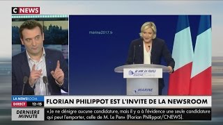 Interview de Florian Philippot  Médias Macron Fillon Tribune de juifs CNEWS 030417 12h20 [upl. by Aicirtel758]