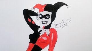 How to draw Harley Quinn  speed drawing [upl. by Yrocej]